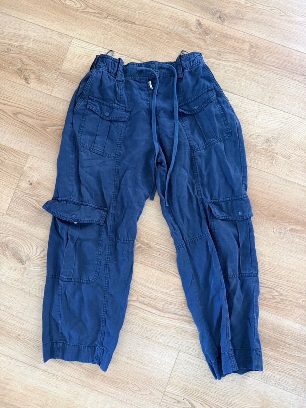 Zara Men's Navy Blue Cargo Jogger Pants
